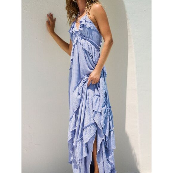 six eight ten Dresses & Skirts - 💥3/$180💥Whimsical Light Blue Bohemian Tie-Back Maxi Dress Size S M L XL